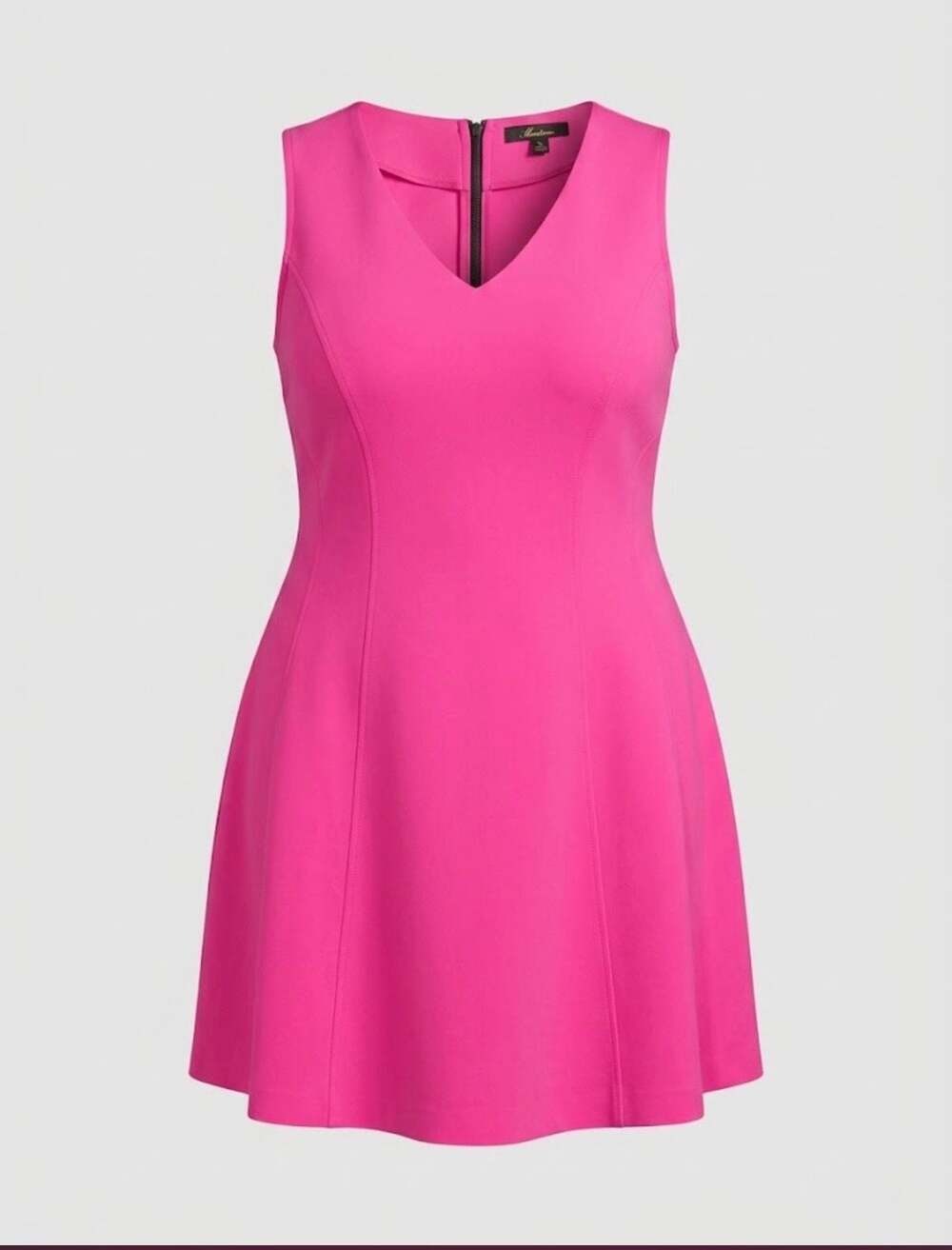 Monteau Hot Pink Sleeveless V-Neck Scuba Fit and Flare Mini Dress XL